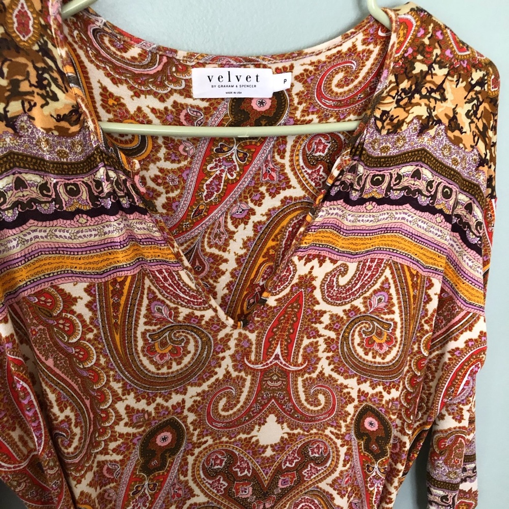 Anthro Velvet Graham & Spencer boho paisley dress - Picture 6 of 10